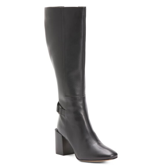 BARBOUR Black Leather Saskia Knee High Heeled Boots - Picture 1 of 2